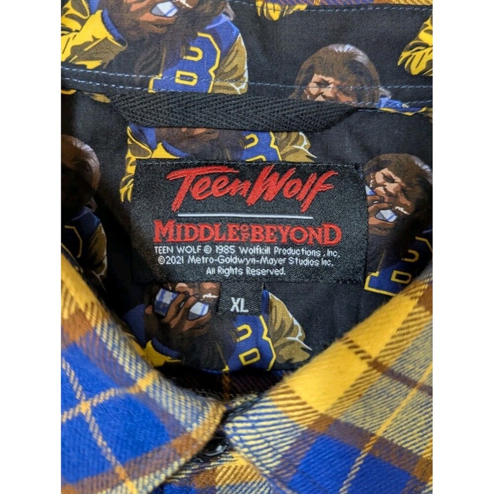 Middle Of Beyond Flannel Shirt Teen Wolf Plaid Mens XL 80's Cult Classic - Picture 5 of 9